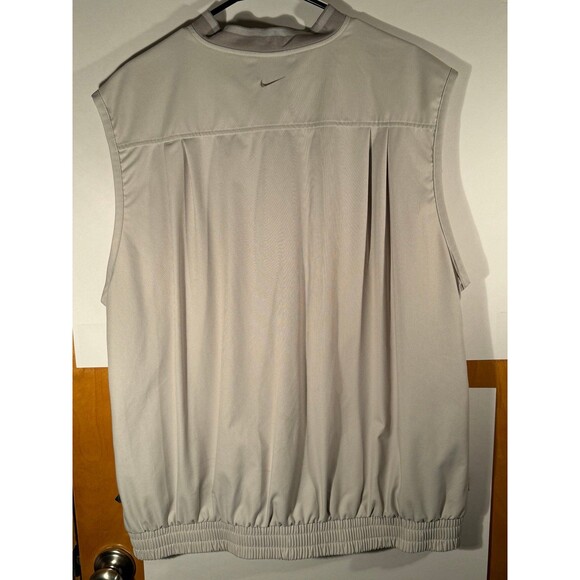 Nike Golf Vest Mens Beige V Neck Pullover Polyester Nylon Zip Pockets Size XL - Picture 7 of 9